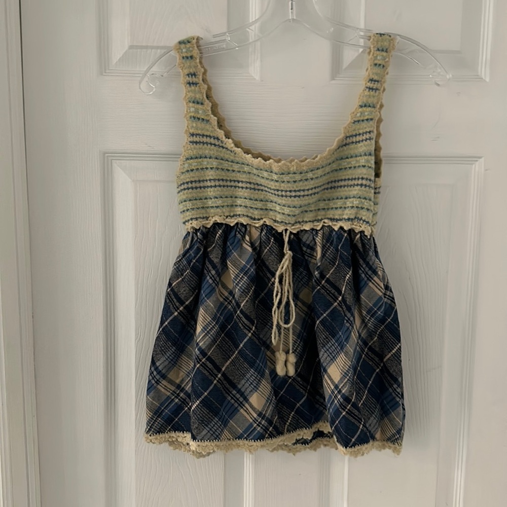 Blue Plaid Free People Tank Size M